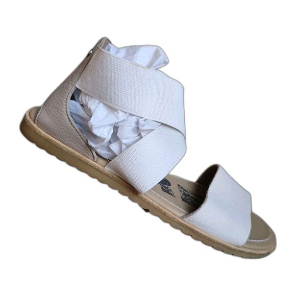 Sorel Ella Gladiator Criss Cross Ankle Strap Sandals Flats Cream Womens 8 - Picture 1 of 7